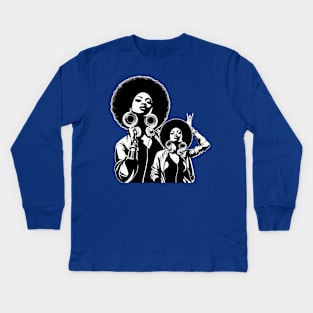 Afrocentric Women Music Kids Long Sleeve T-Shirt